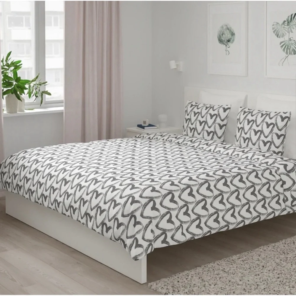 IKEA, King size, Gray heart Duvet cover with pillowcases/shams NEW IN PACKAGE